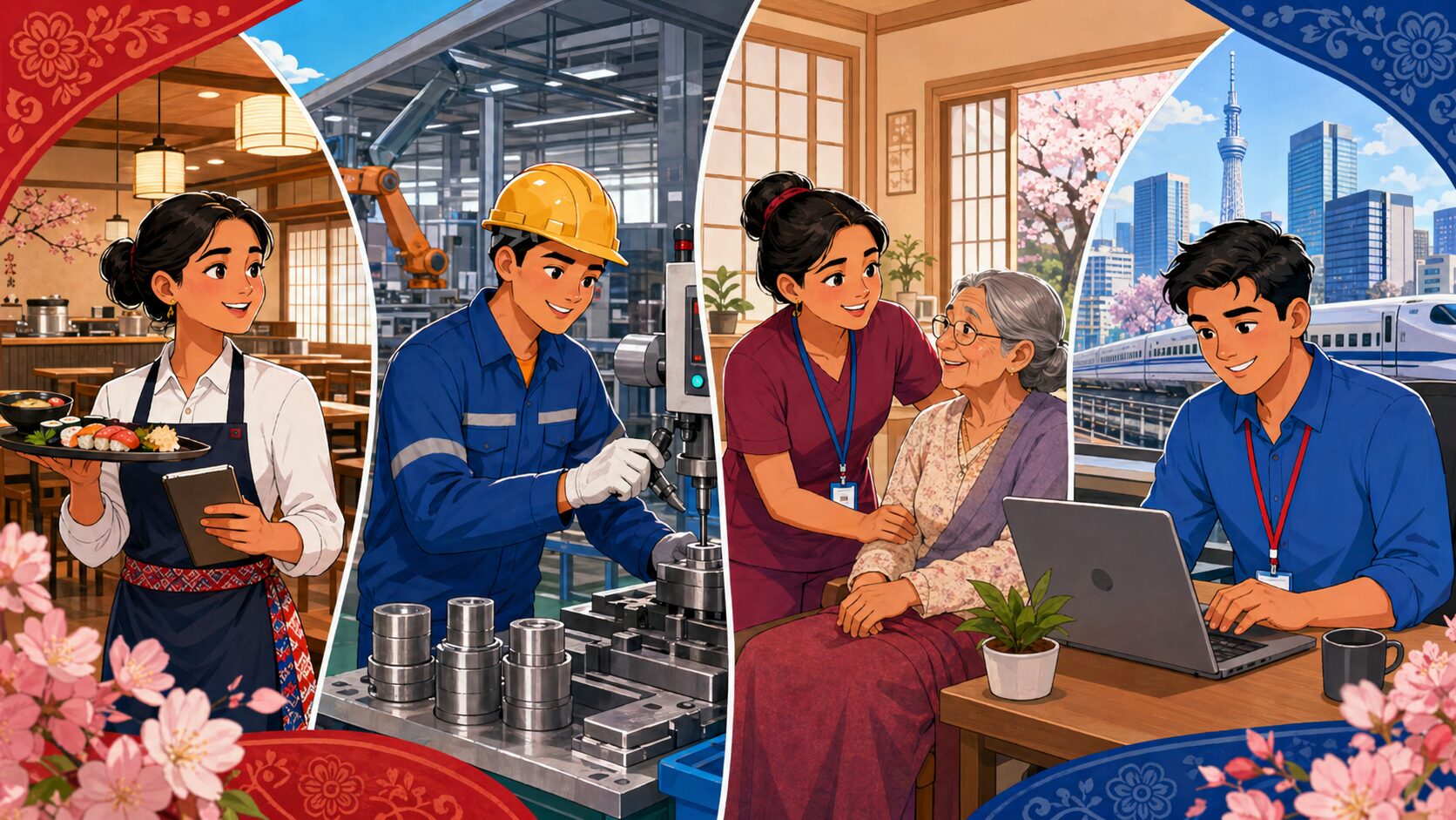 日本で働くネパール人のイラスト