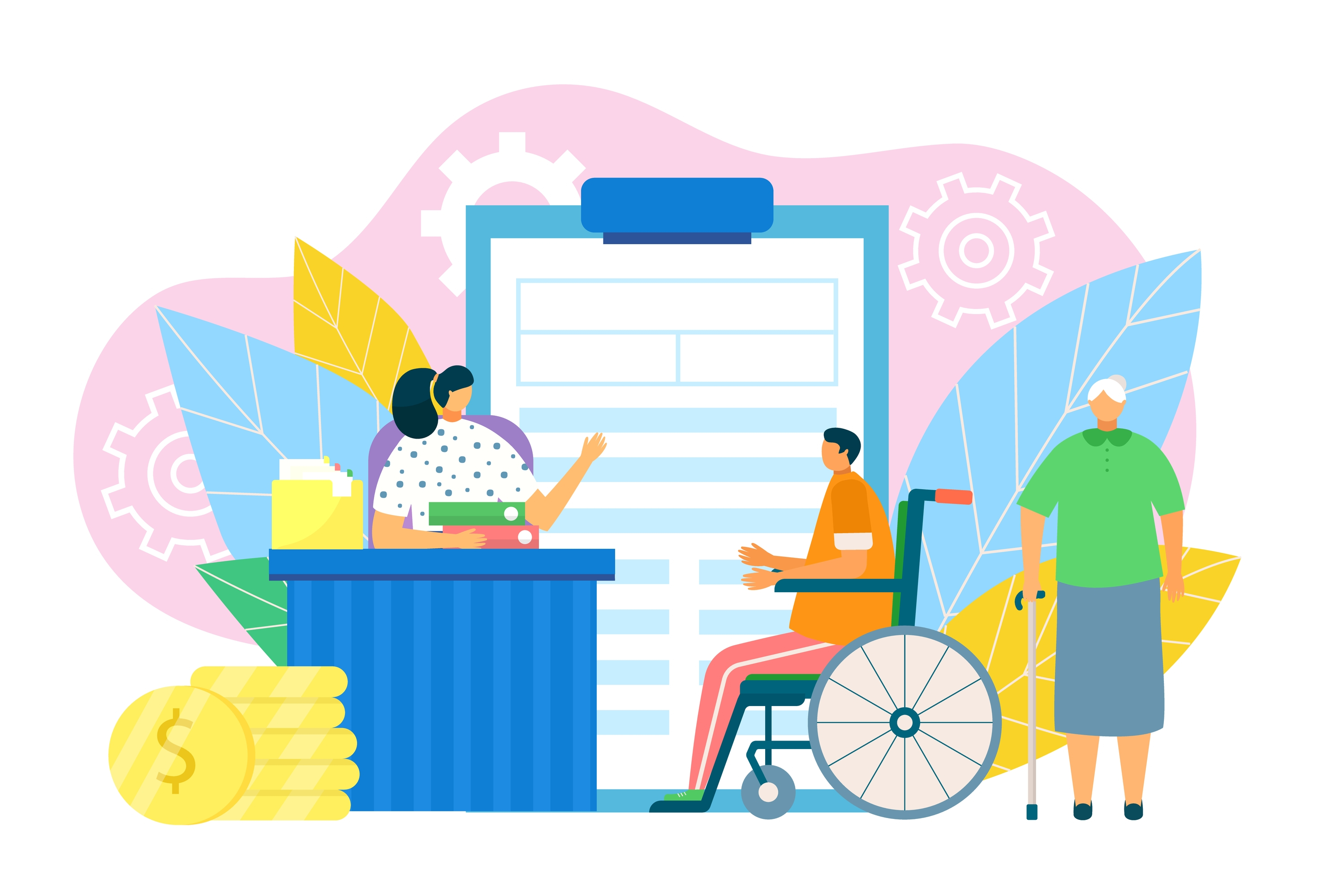 医療費トラブルの相談を受ける担当者のイラスト