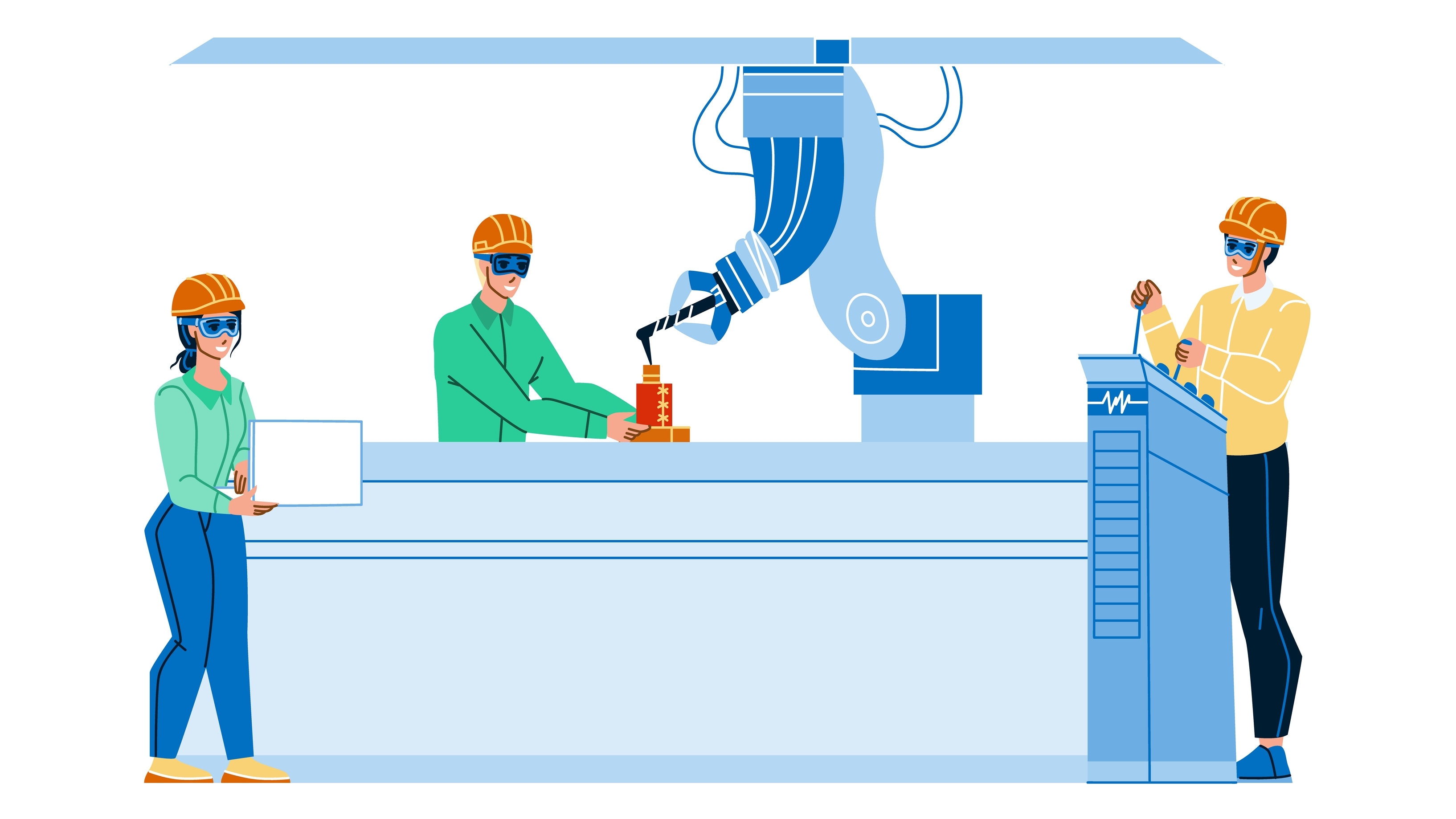 製造業で働く外国人労働者のイラスト
