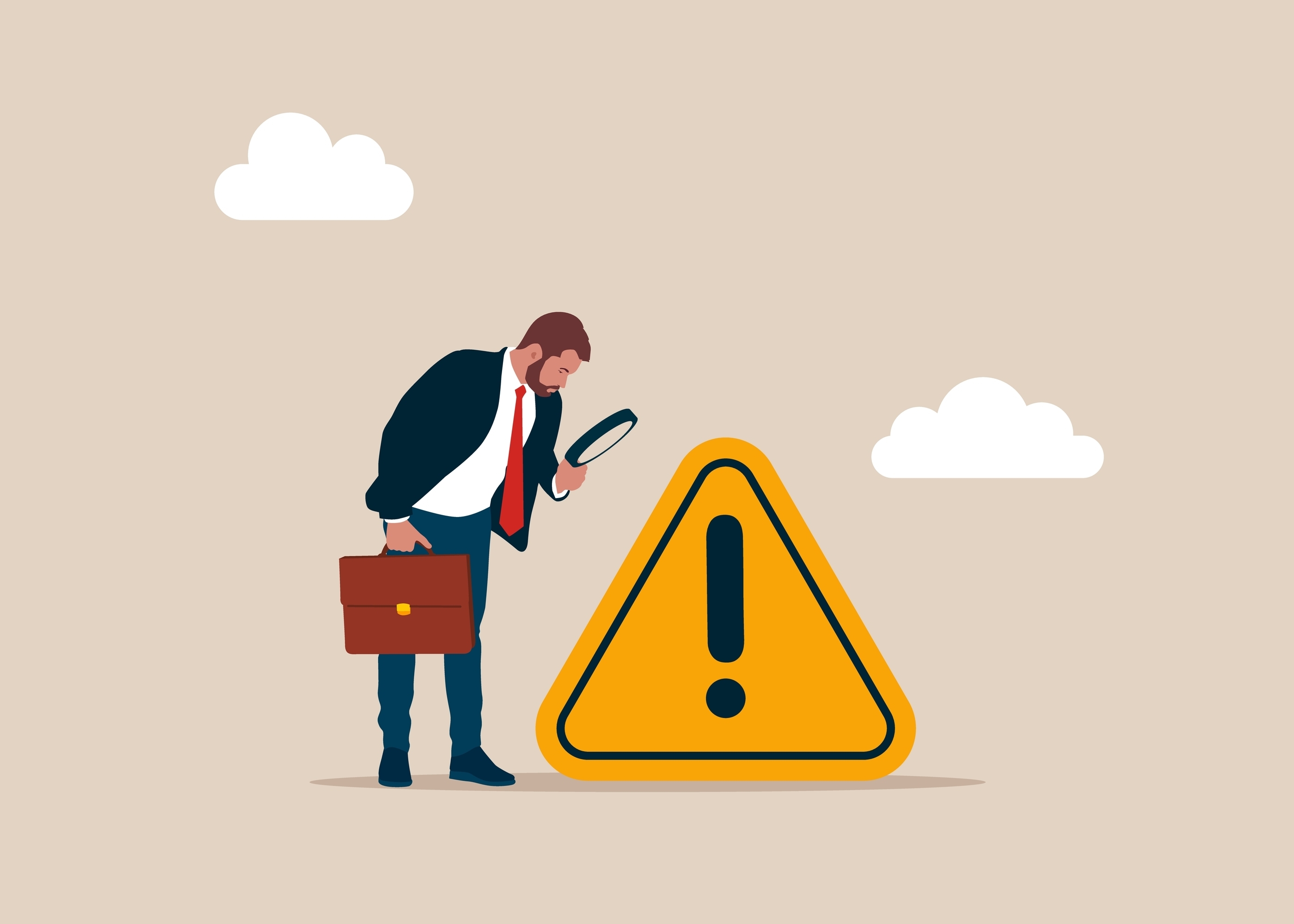 注意点をじっくり考える男性のイラスト