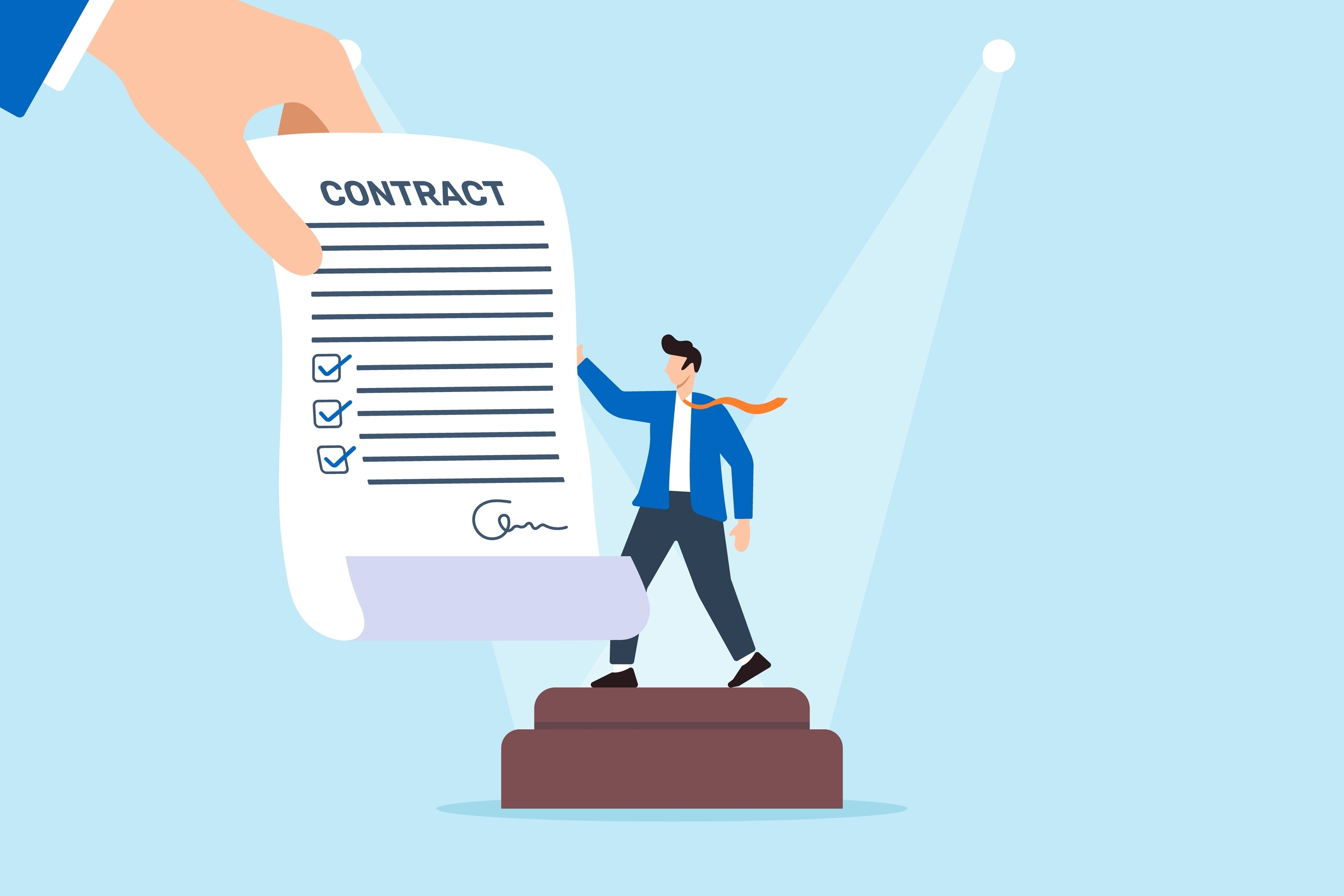 書類にサインする男性のイラスト