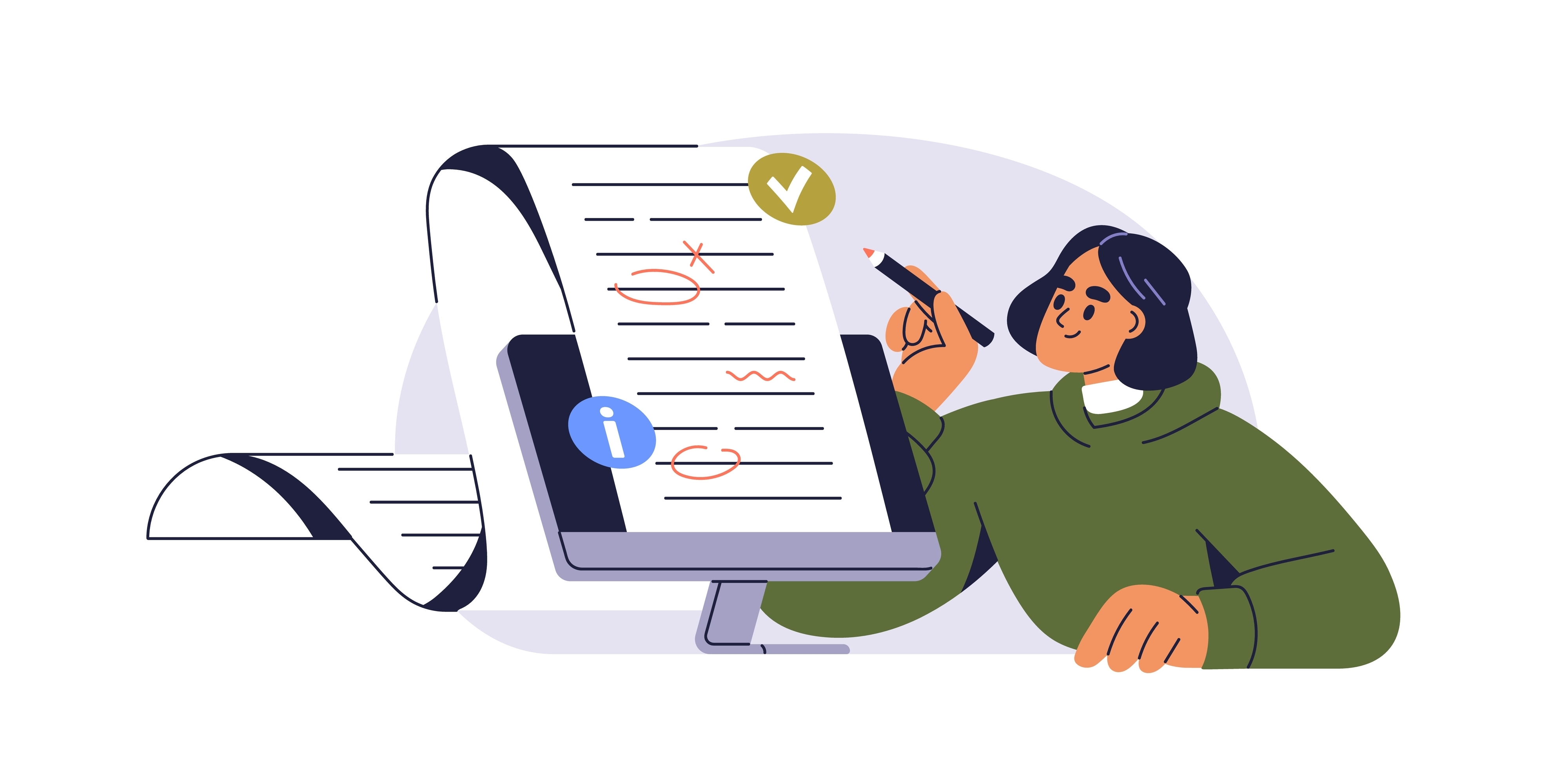 メモを確認する女性のイラスト