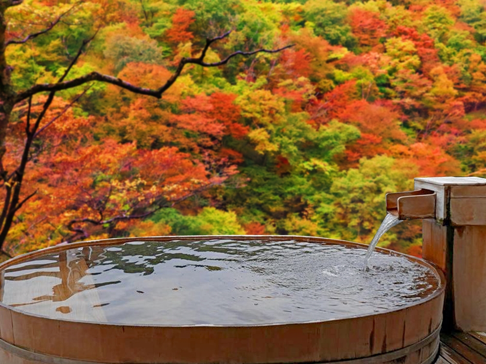 山の中にある温泉の画像